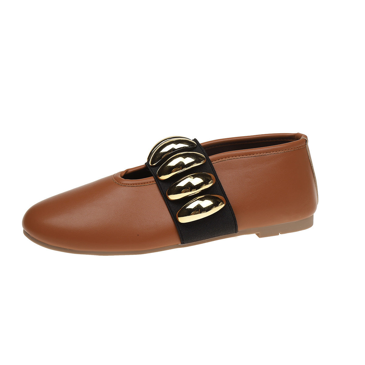 Plus-Size Flat Pumps for Women – Round Head Buckle Design