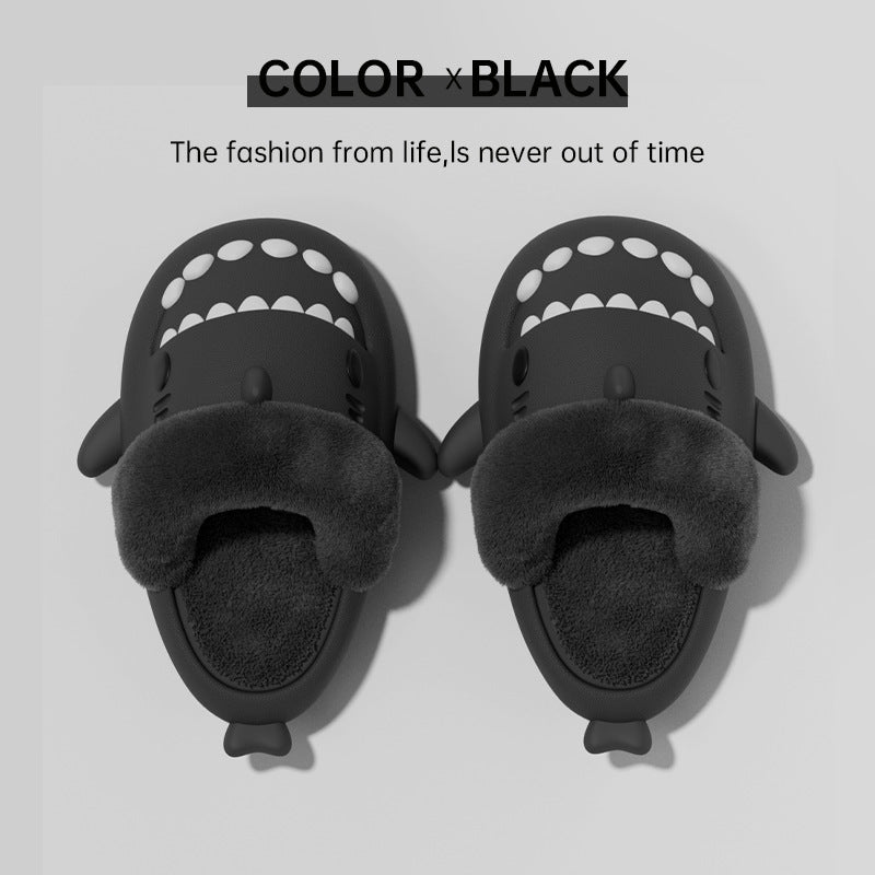 Winter Shark Slippers – Detachable Warm Fuzzy House Shoes for Women