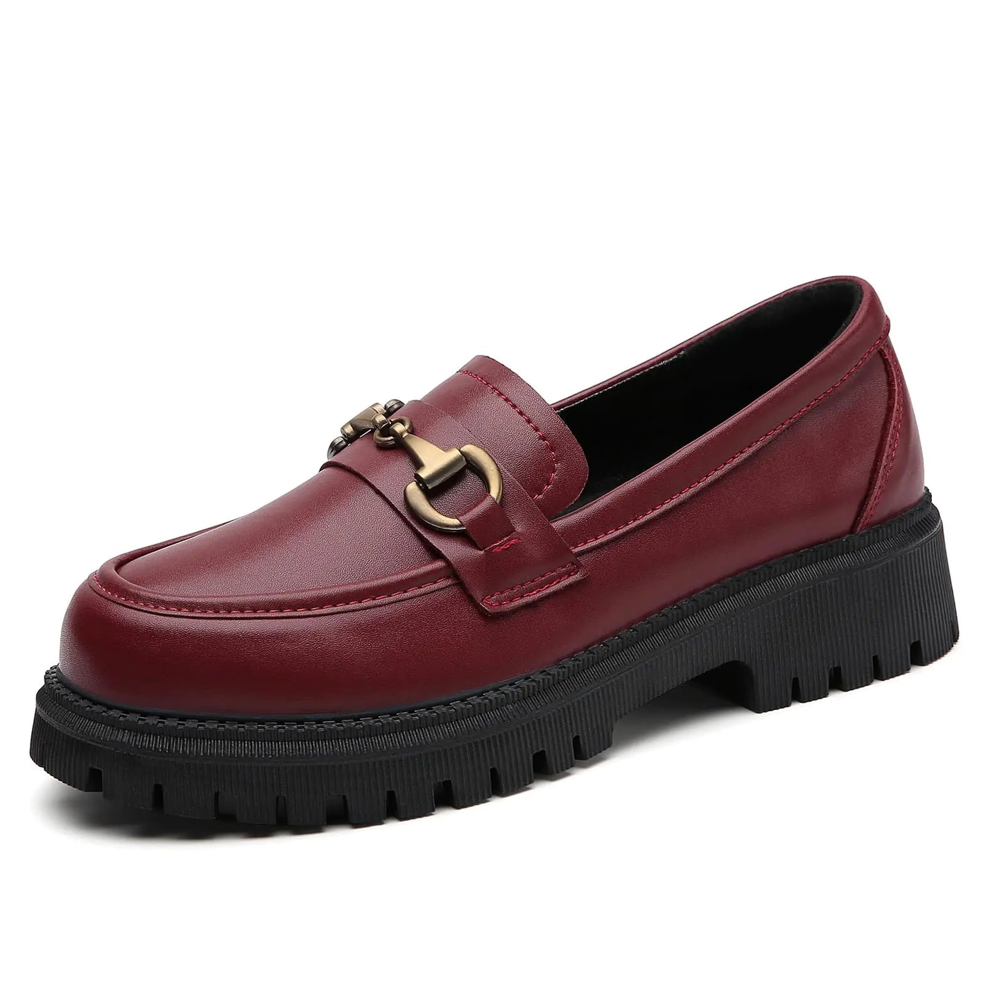 Chunky Heel Loafers Shoes