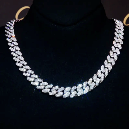 White Gold Plated Seamless Iced Cuban Chain
