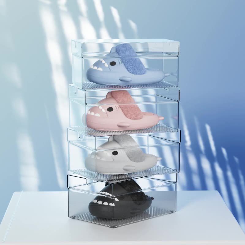 Winter Shark Slippers – Detachable Warm Fuzzy House Shoes for Women