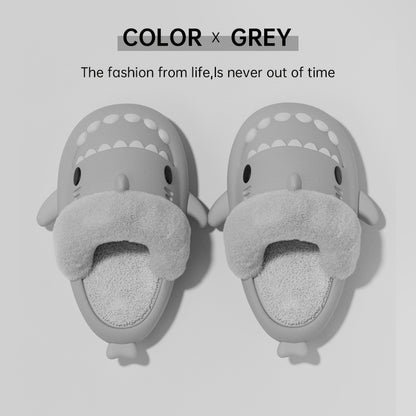 Winter Shark Slippers – Detachable Warm Fuzzy House Shoes for Women