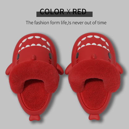 Winter Shark Slippers – Detachable Warm Fuzzy House Shoes for Women