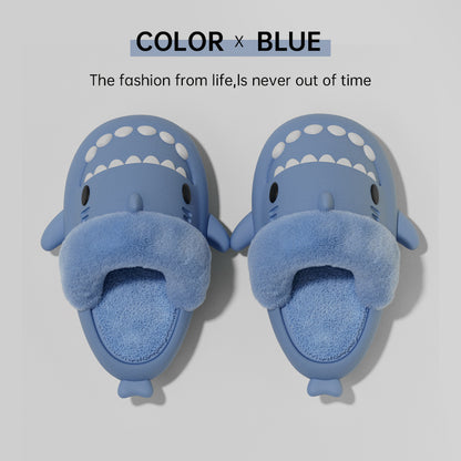 Winter Shark Slippers – Detachable Warm Fuzzy House Shoes for Women