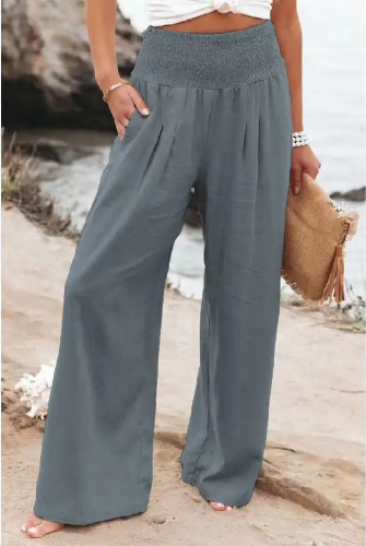 Désir Linen Trousers – Pantalona Style with Pockets & Stretch Comfort