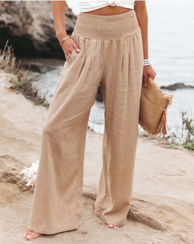Désir Linen Trousers – Pantalona Style with Pockets & Stretch Comfort